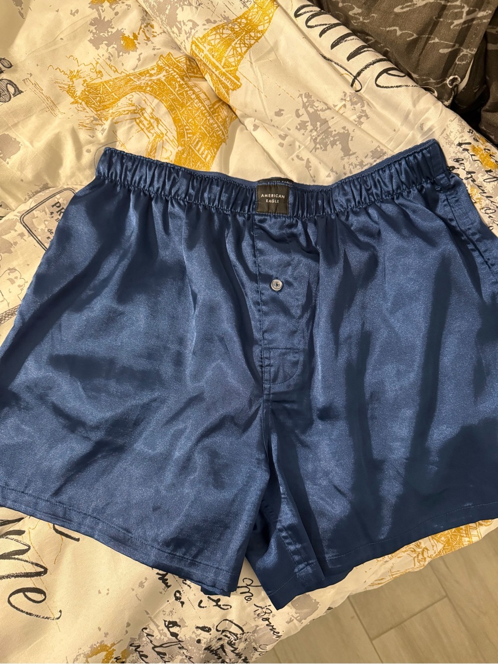 American Eagle Outfitters Blue Satin Boxer Shorts